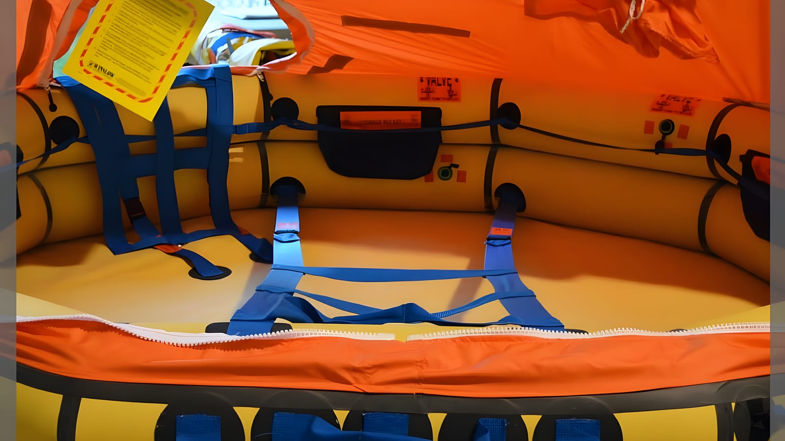 Inflatable life rafts ready for deployment