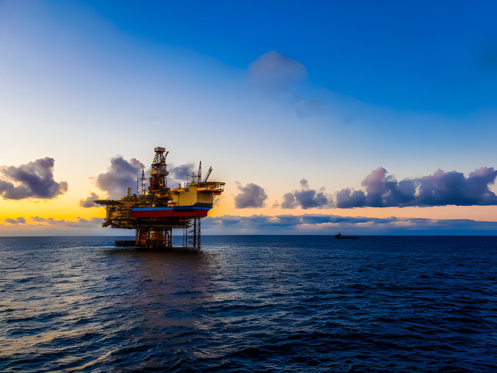Offshore drilling rig standing at sea